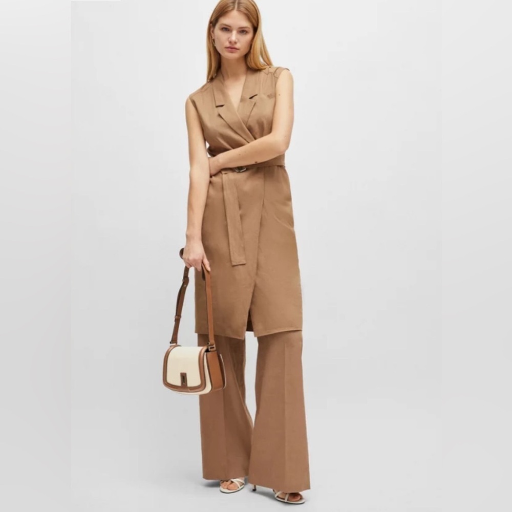 BOSS SADDLE BAG WITH LEATHER TRIMS Elegant Cream and Brown Women's Bag Sold out! - Picture 3 of 11